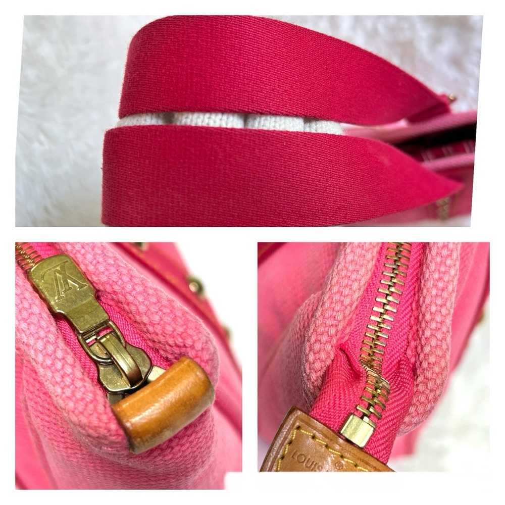 LOUIS VUITTON Antigua Cabas Hippo MM Women’s Shoulder Bag Tote Bag Pink Red - Picture 9 of 17